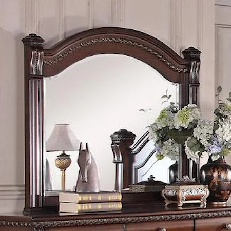 Traditional Beveled Mirror with Round Frame